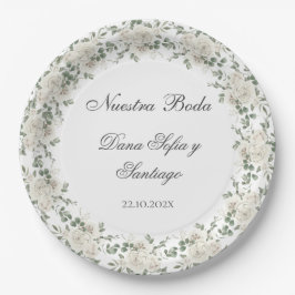 Plato De Papel Boda floral boho español