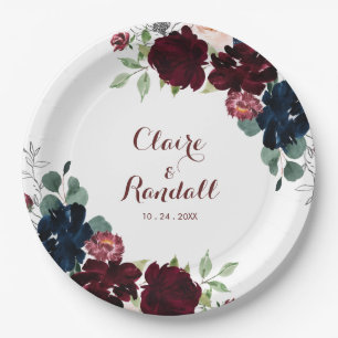Plato De Papel Boda floral colorido y de lujo Boho