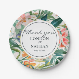 Plato De Papel Boda floral colorido y floreciente