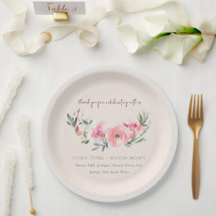 Plato De Papel Boda floral de color rosa rosa Orquídea Rubor