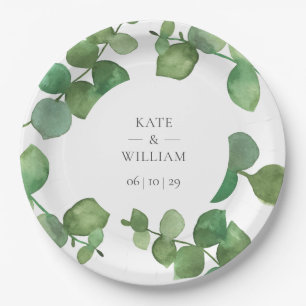 Plato De Papel Boda floral de eucalipto boho