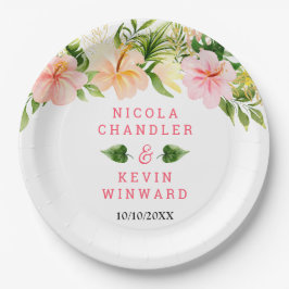 Plato De Papel Boda floral de jungla tropical