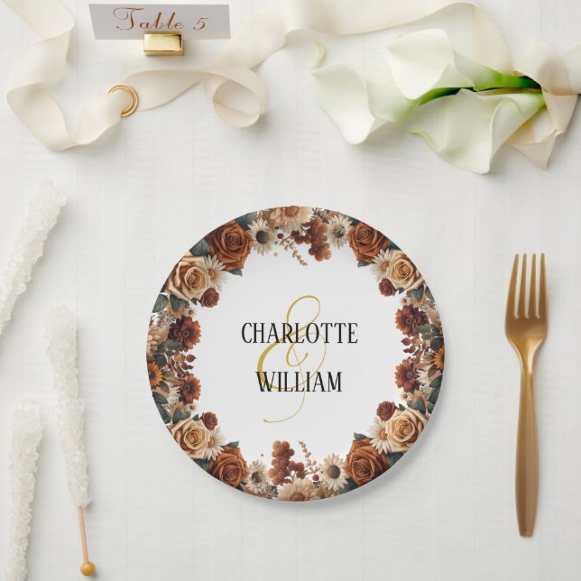 Plato De Papel Boda floral de Moda rusa (Boda)