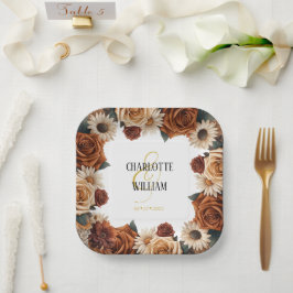 Plato De Papel Boda floral de Moda rusa