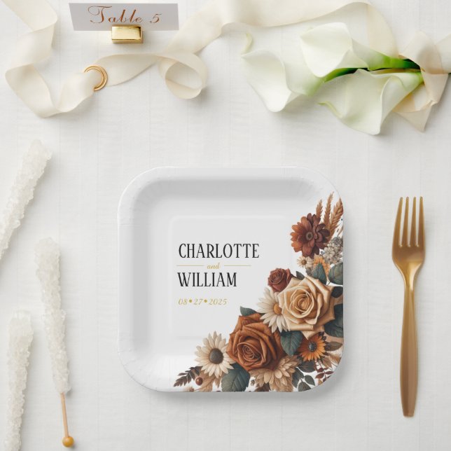 Plato De Papel Boda floral de Moda rusa (Boda)