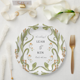Plato De Papel Boda floral de Nouveau
