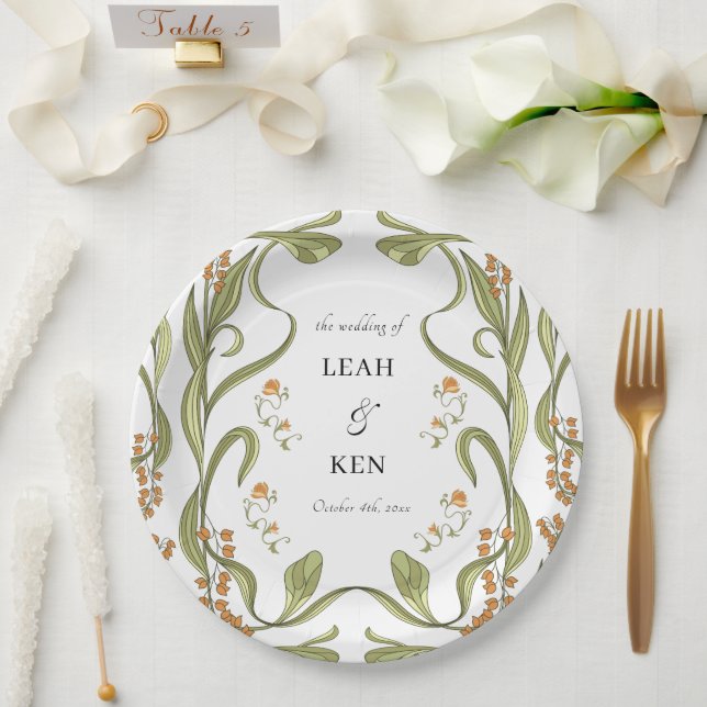 Plato De Papel Boda floral de Nouveau (Boda)