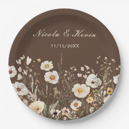 Plato De Papel Boda Floral de otoño de flores silvestres