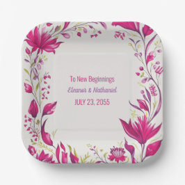 Plato De Papel Boda floral de Spring Magenta Garden