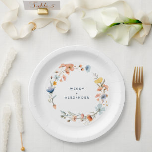 Plato De Papel Boda floral elegante y audaz