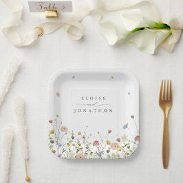 Plato De Papel Boda floral floral de primavera