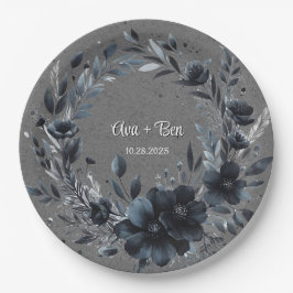 Plato De Papel Boda floral negra gótica