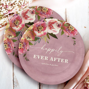 Plato De Papel Boda floral Ophelia Cottagecore Dusty Pink