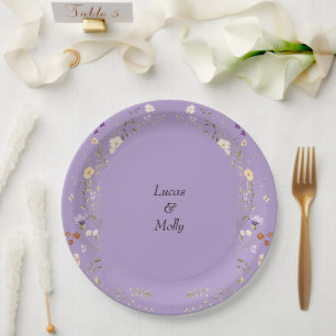 Plato De Papel Boda floral Purple Wildflower Summer
