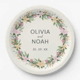 Plato De Papel Boda floral romántica - fiesta boho