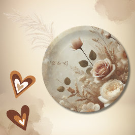 Plato De Papel Boda floral romántico