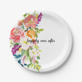 Plato De Papel Boda floral rosa roja