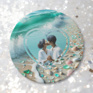 Plato De Papel Boda fotográfico de vidrio marino de bonito