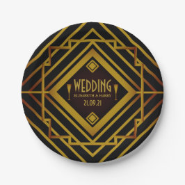 Plato De Papel Boda Gatsby Gold 2020