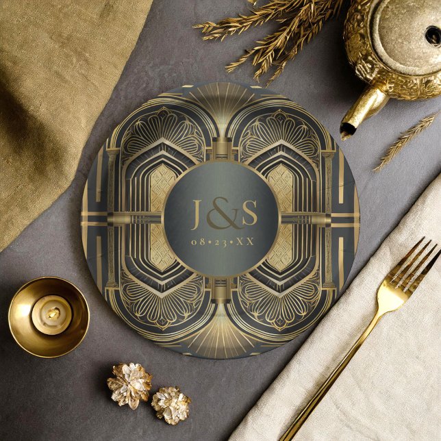 Plato De Papel Boda Glam Art Deco ID1033 (Subido por el creador)