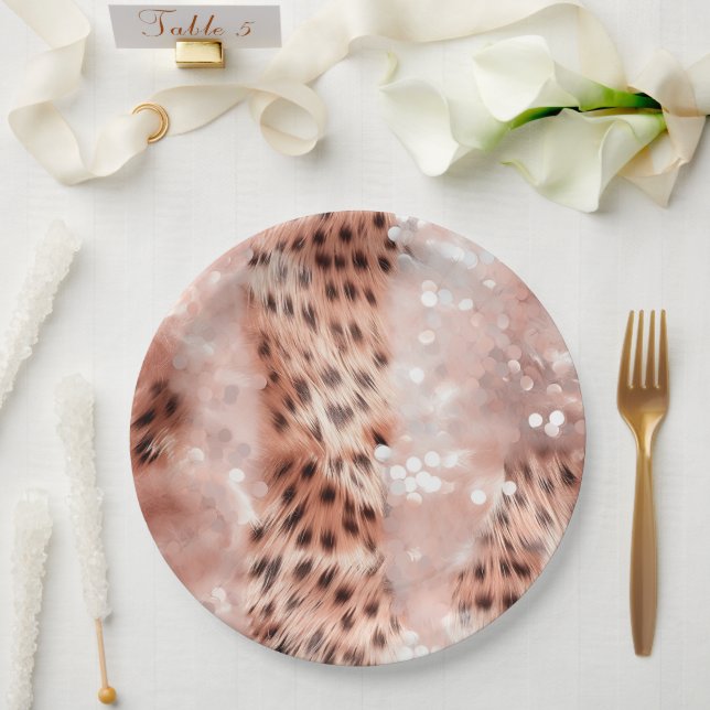Plato De Papel Boda Glam Rosa Gold Leopard (Boda)