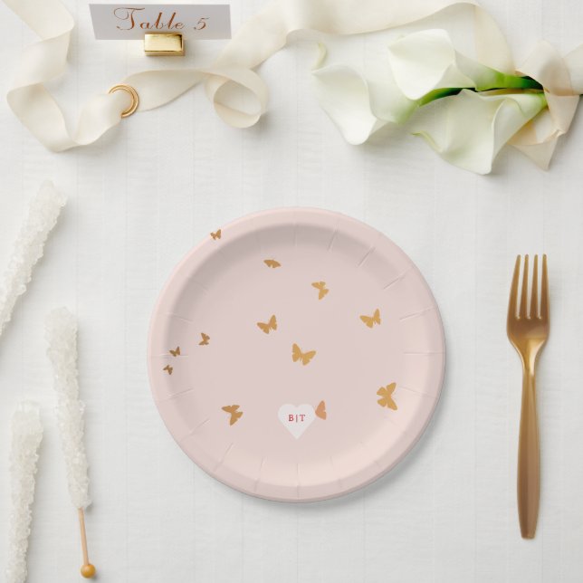 PLATO DE PAPEL BODA GOLDEN BUTTERFLIES (Boda)