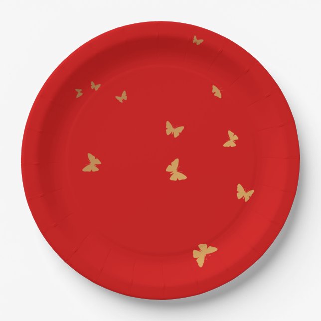 PLATO DE PAPEL BODA GOLDEN BUTTERFLIES (Anverso)