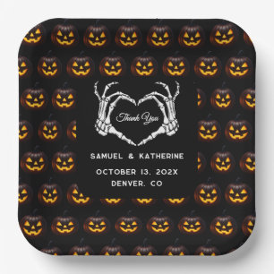 Plato De Papel Boda Gótico Romántico Skeleton Hand Halloween