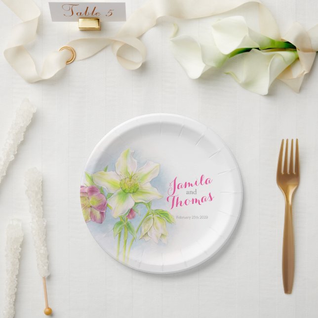 Plato De Papel Boda Hellebore planchas de papel personalizadas (Boda)