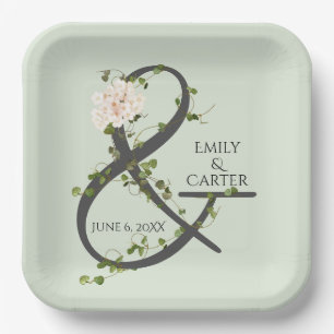 Plato De Papel Boda Hydrangea e Ivy Ampersand