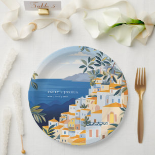 Plato De Papel Boda italiano de la costa de Amalfi