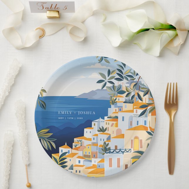 Plato De Papel Boda italiano de la costa de Amalfi (Boda)