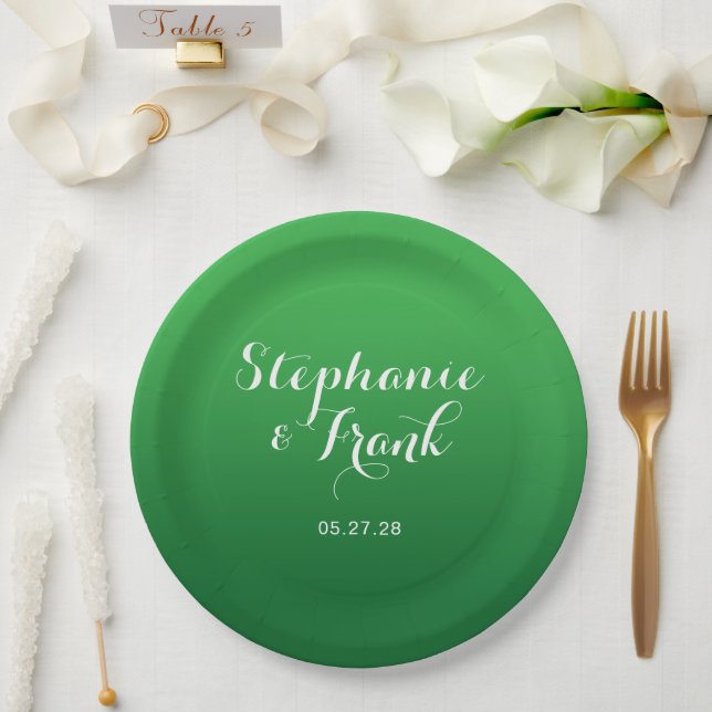 Plato De Papel Boda Kelly to Forest Green Gradient (Boda)