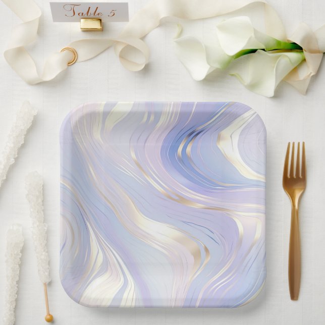 Plato De Papel Boda Lavender Gold Glam (Boda)