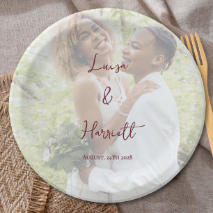 Plato De Papel Boda Lesbiana Foto Dos Novias Fiesta