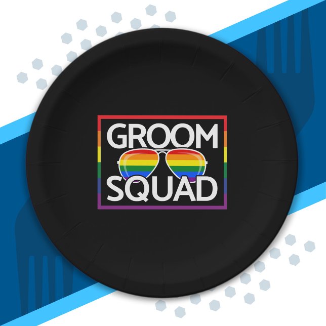 Plato De Papel Boda LGBTQ Orgullo Gay Coincidente Squad de Grooms (Subido por el creador)