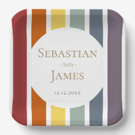 Plato De Papel BODA LGBTQ Rainbow Gay