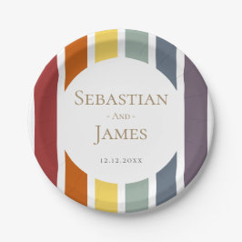 Plato De Papel BODA LGBTQ Rainbow Gay