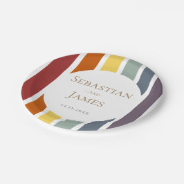 Plato De Papel BODA LGBTQ Rainbow Gay