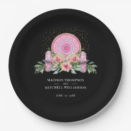 Plato De Papel Boda metafísico de cristales de Mandala floral ros