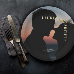 Plato De Papel Boda Minimalista con Foto Ultra Chic Moderna