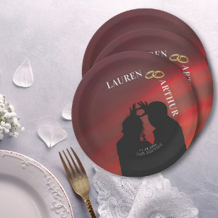 Plato De Papel Boda Minimalista con Foto Ultra Chic Moderna
