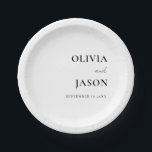 Plato De Papel Boda Minimalista moderna en blanco y negro<br><div class="desc">Platos modernos Minimalistas de papel de casamiento blanco y negro</div>
