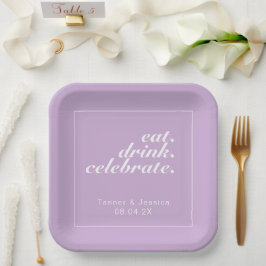 Plato De Papel Boda Minimalista moderno suave morado y blanco