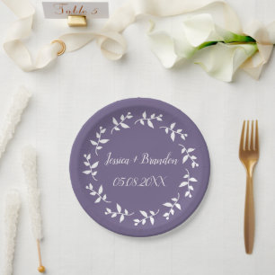 Plato De Papel Boda Minimalista Purple Simple Elegante