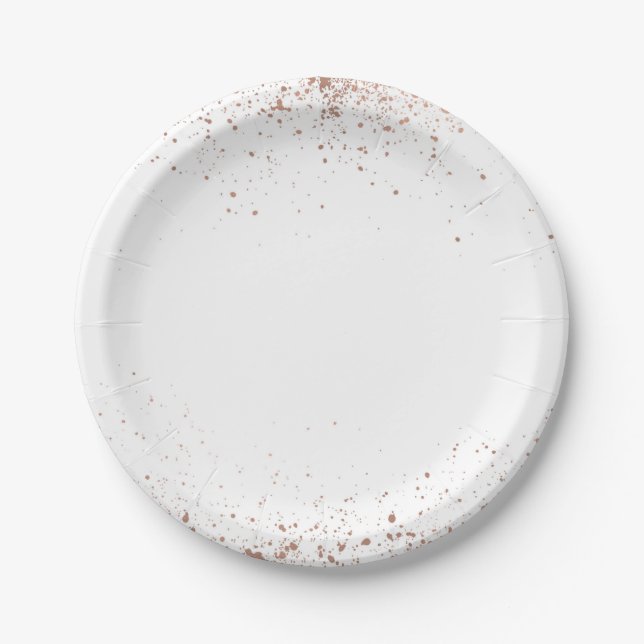 Plato De Papel Boda Moderna Chic Glam Rosa Dorado (Anverso)