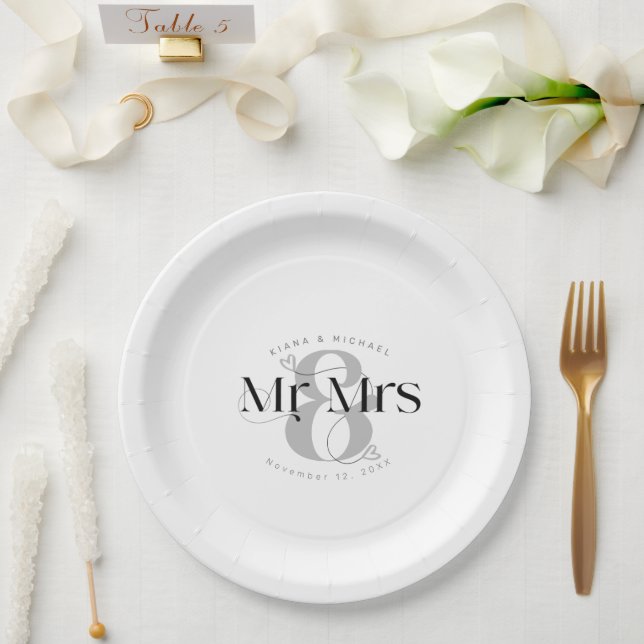 Plato De Papel Boda moderno decorativo Sr. D. ID887 (Boda)