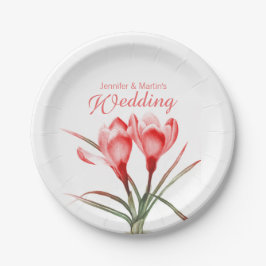 Plato De Papel Boda naranja crocus art placa de papel