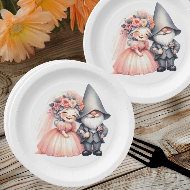 Plato De Papel Boda Naranja de Cute Garden Gnome Woodland (Subido por el creador)