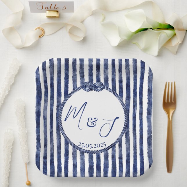 Plato De Papel Boda Náutico Costero (Boda)